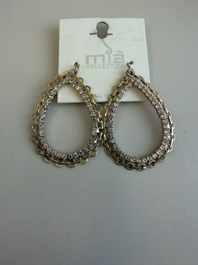 MIA COLLECTION Gold Teardrop Crystal Hoop Earrings